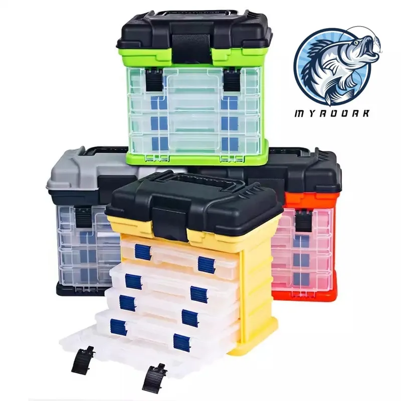 Plastic Four Compartments Lures Jigs Tackle Fishing Bag